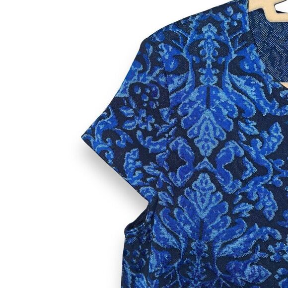 St. John Navy & Royal Blue Knit Made in USA Formal Dress Sz 8 - Picture 3 of 6